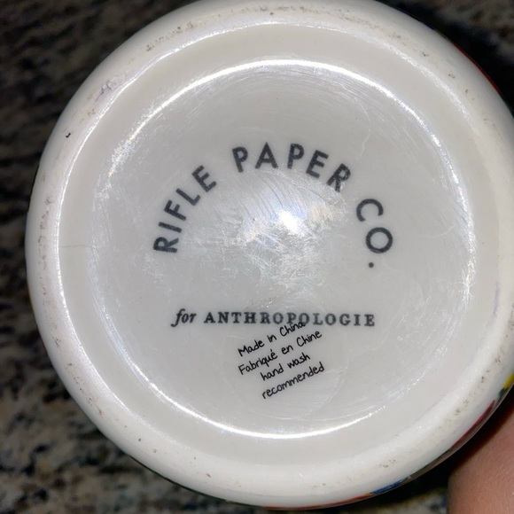 Anthropologie Initial “C” Mug Rifle Paper Co Floral Gold Trim 16 oz - Picture 6 of 6